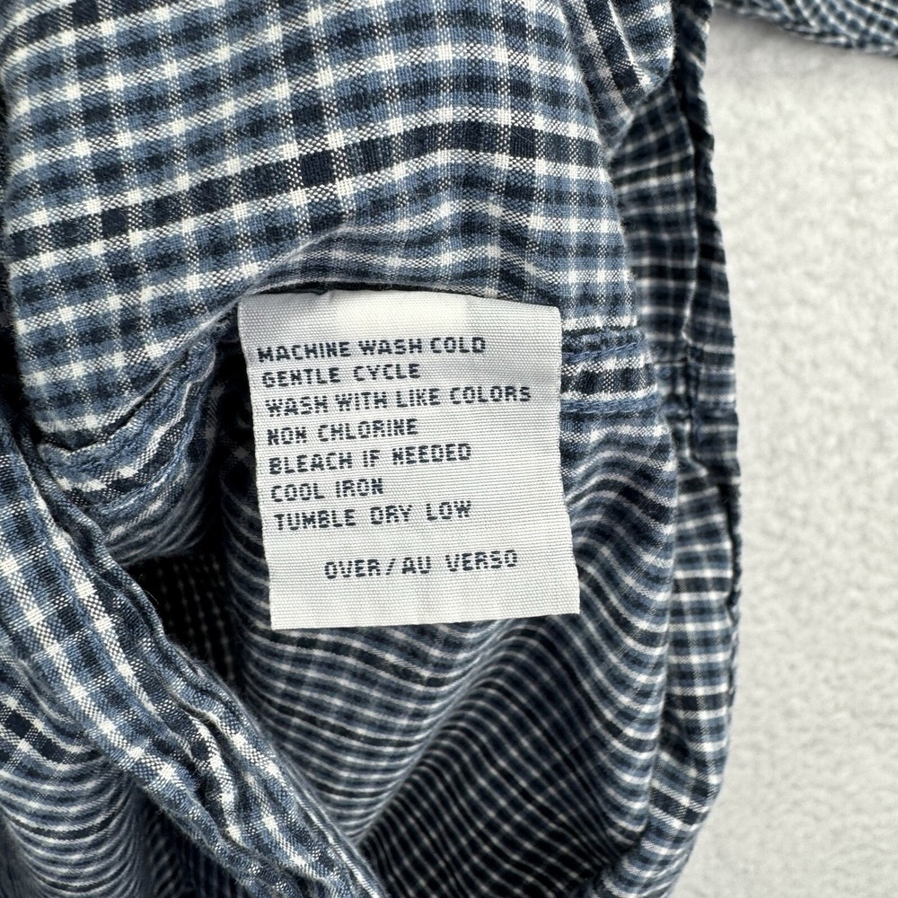 Nautica Jeans Company Button Down Mens Large Blue White Gingham Long Sleeve - Picture 7 of 10
